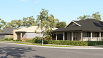 Modern single-storey homes on quiet suburban street