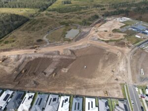 Aerial view of large residential construction site
